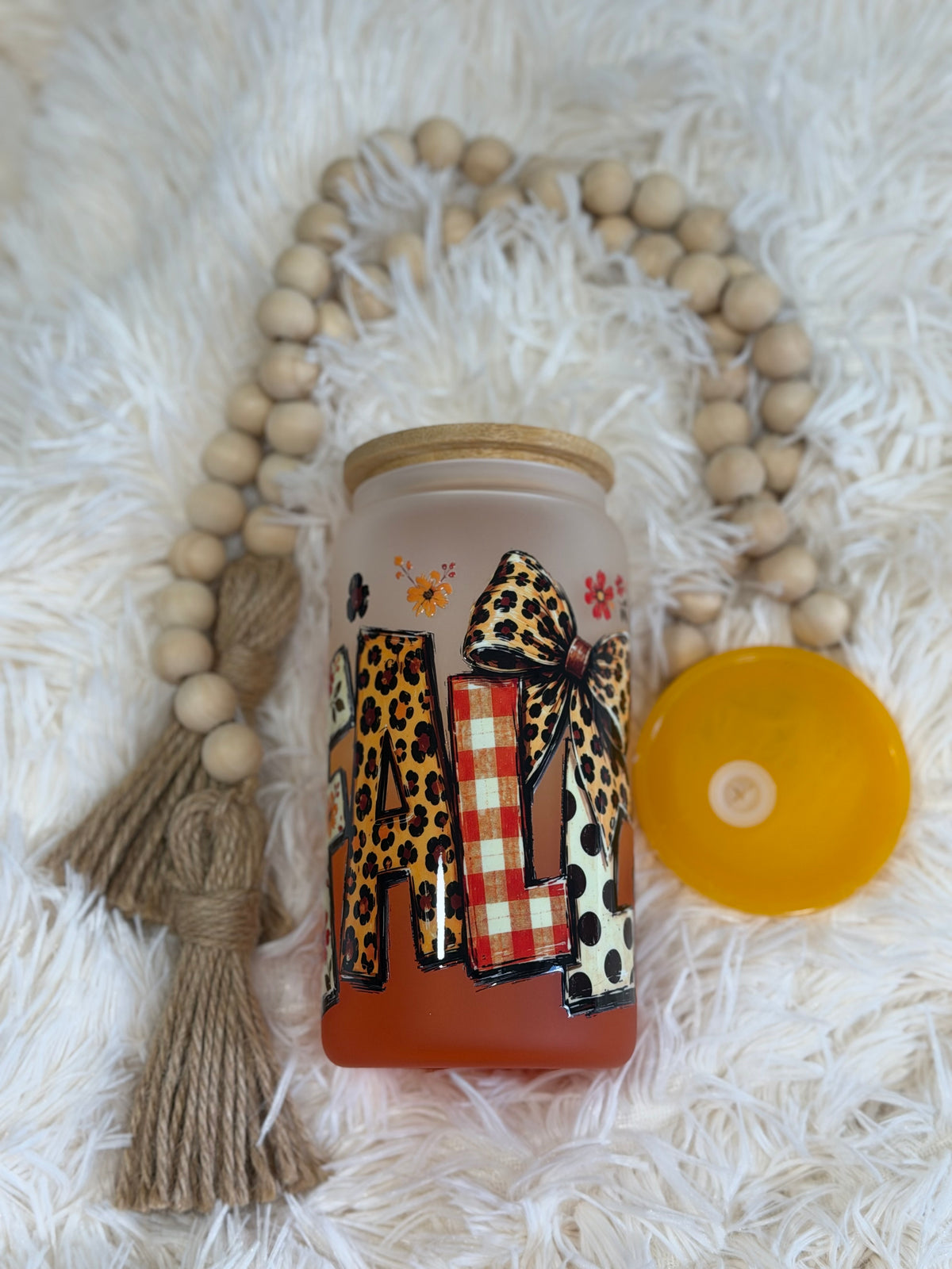 RTS {cMa Creation - Non Snow Globe} 16oz Glass Orange Ombre - Fall