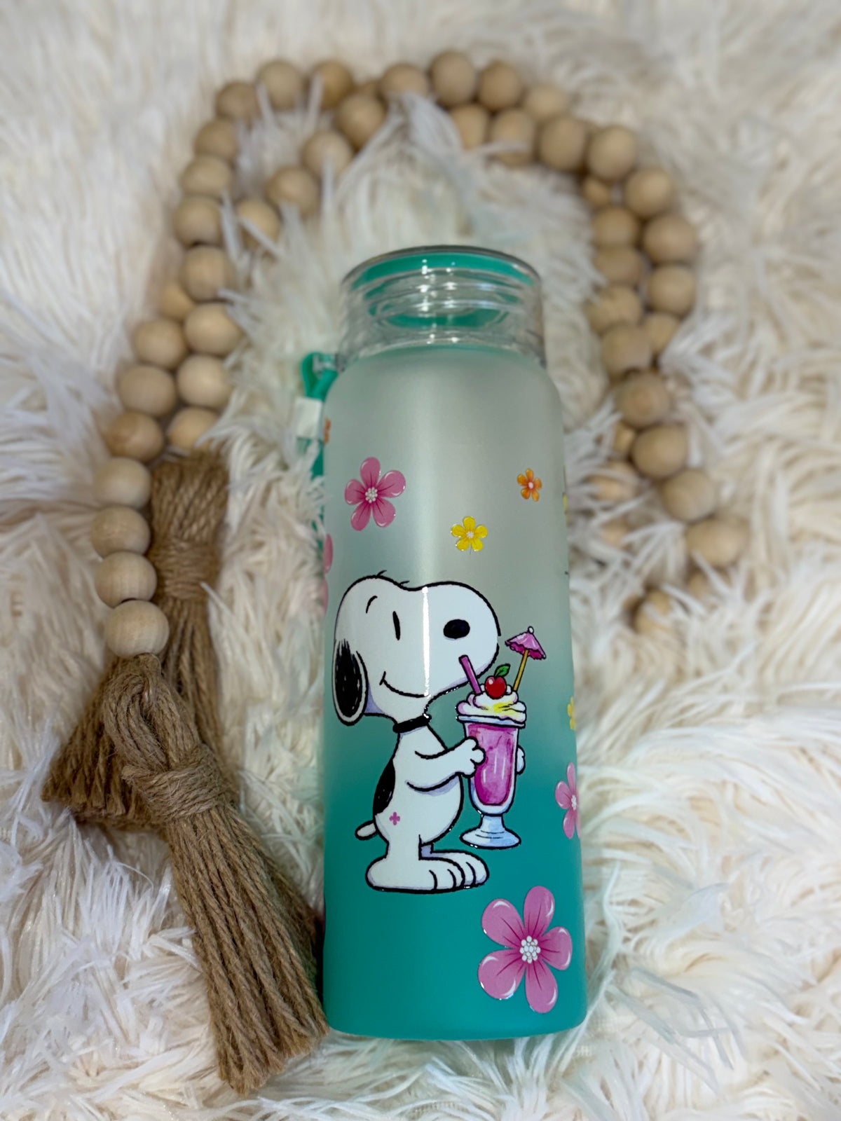 RTS {cMa Creation - Non Snow Globe} 16oz Glass Bottle Teal Ombre - Snooper
