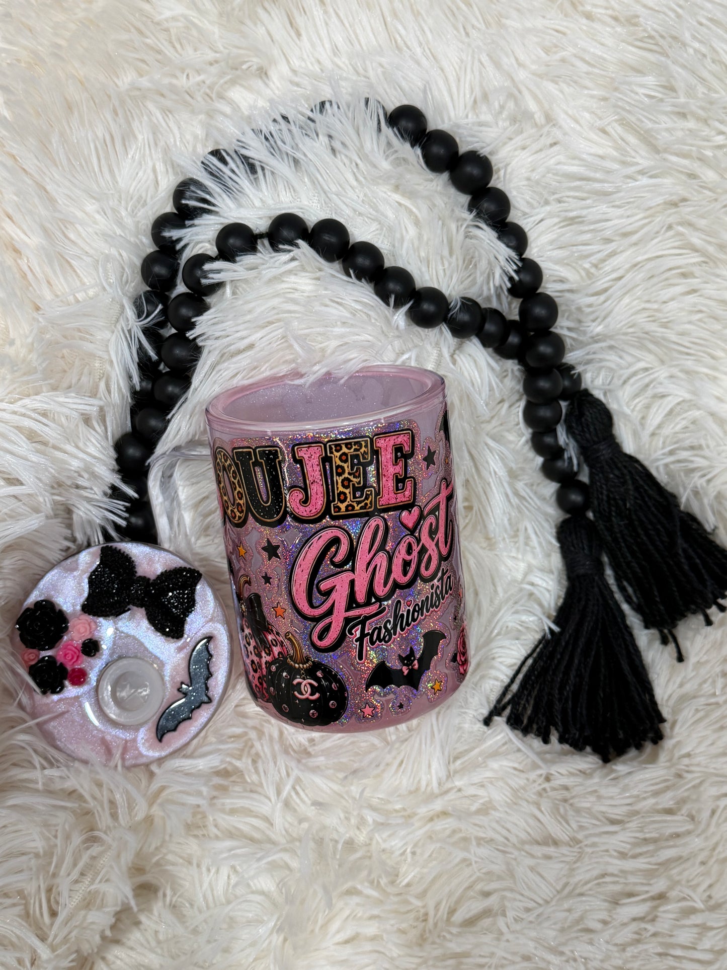 RTS {cMa Creation LIVE - Snow Globe} Acrylic Coffee Mug - Mica - Boujee Ghost design