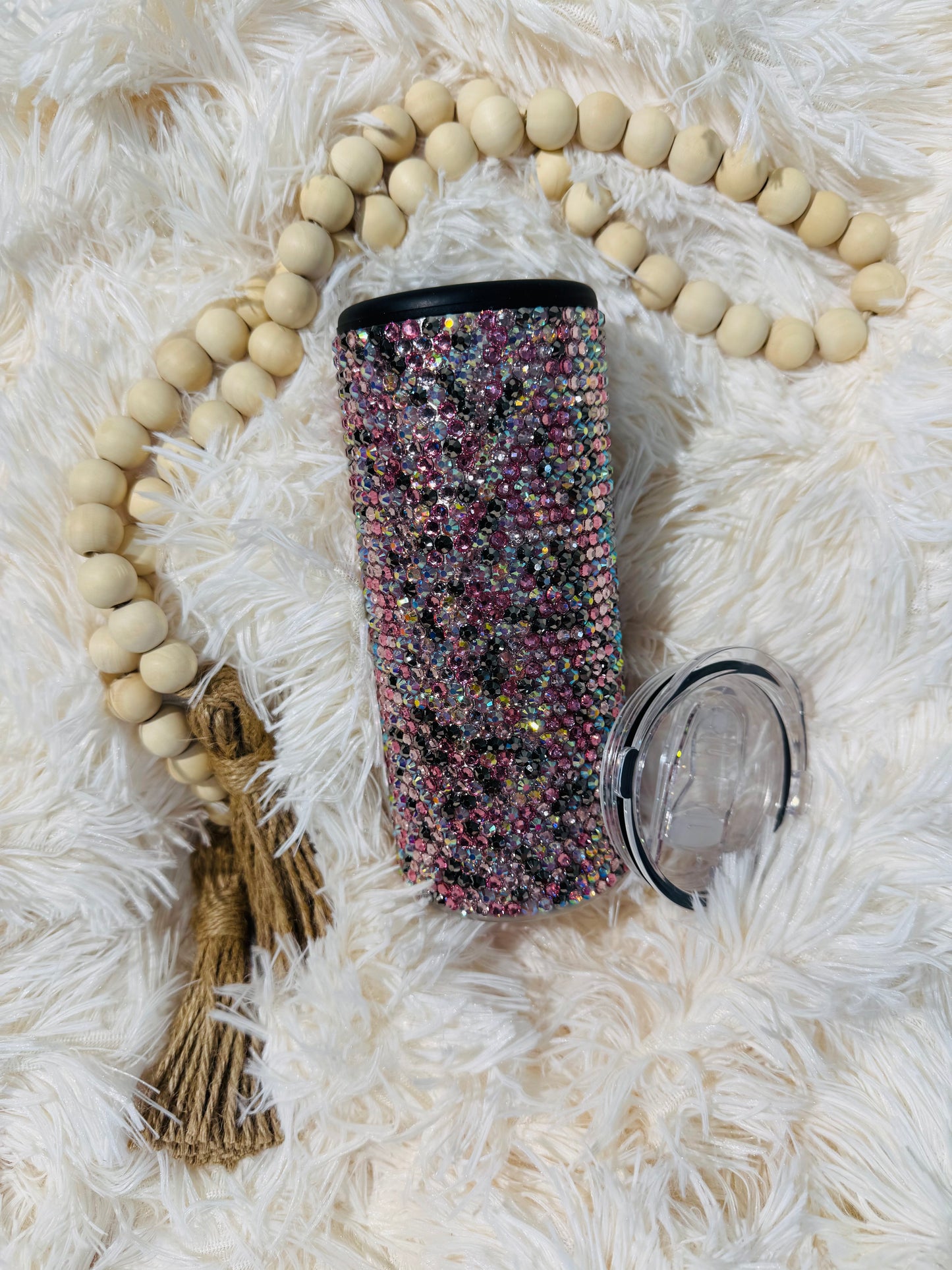 RTS {Pinks - Honeycomb Resin Rhinestones} Koozie Tumbler - Skinny can/Long neck