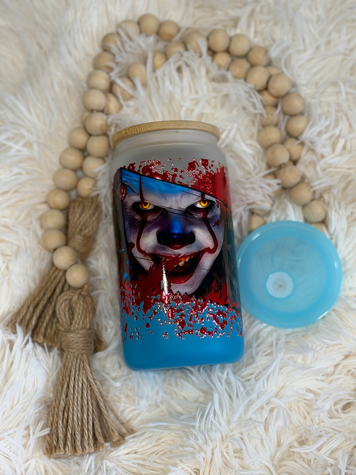 RTS {cMa Creation - Non Snow Globe} 16oz Glass Blue Ombre - Horror Penny