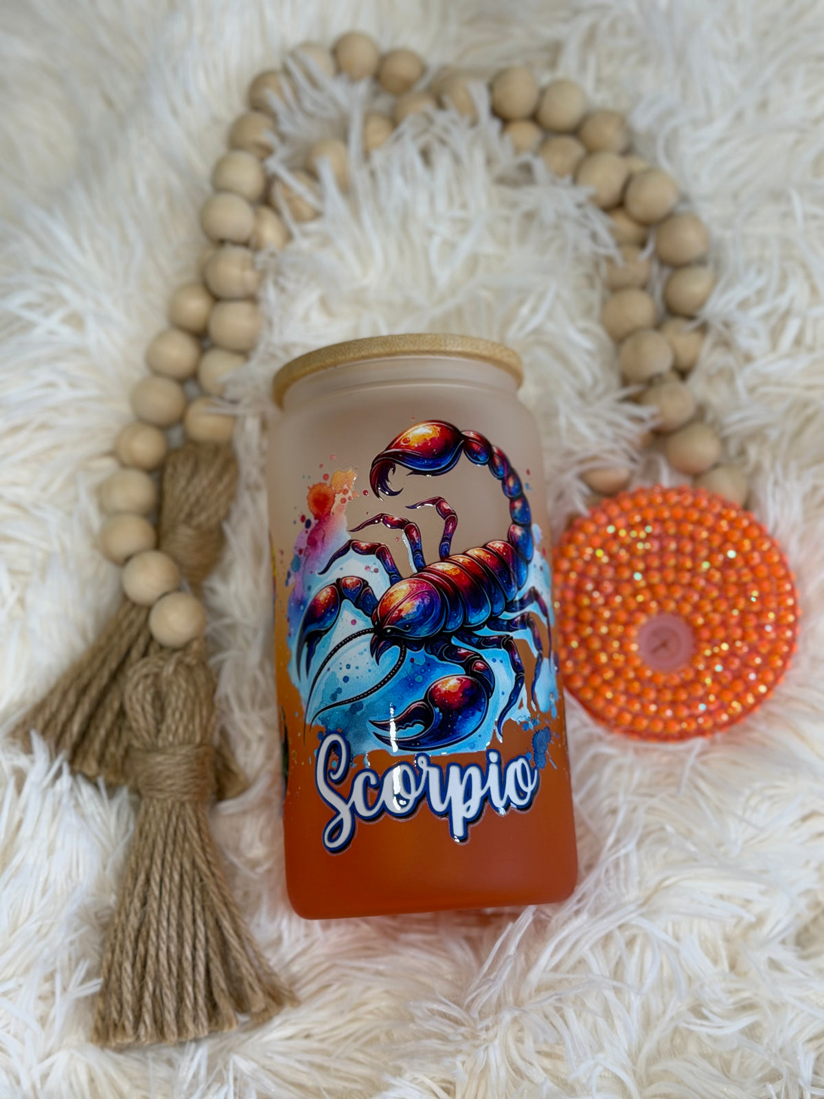 RTS {cMa Creation - Non Snow Globe} 16oz Glass Orange Ombre - Scorpio