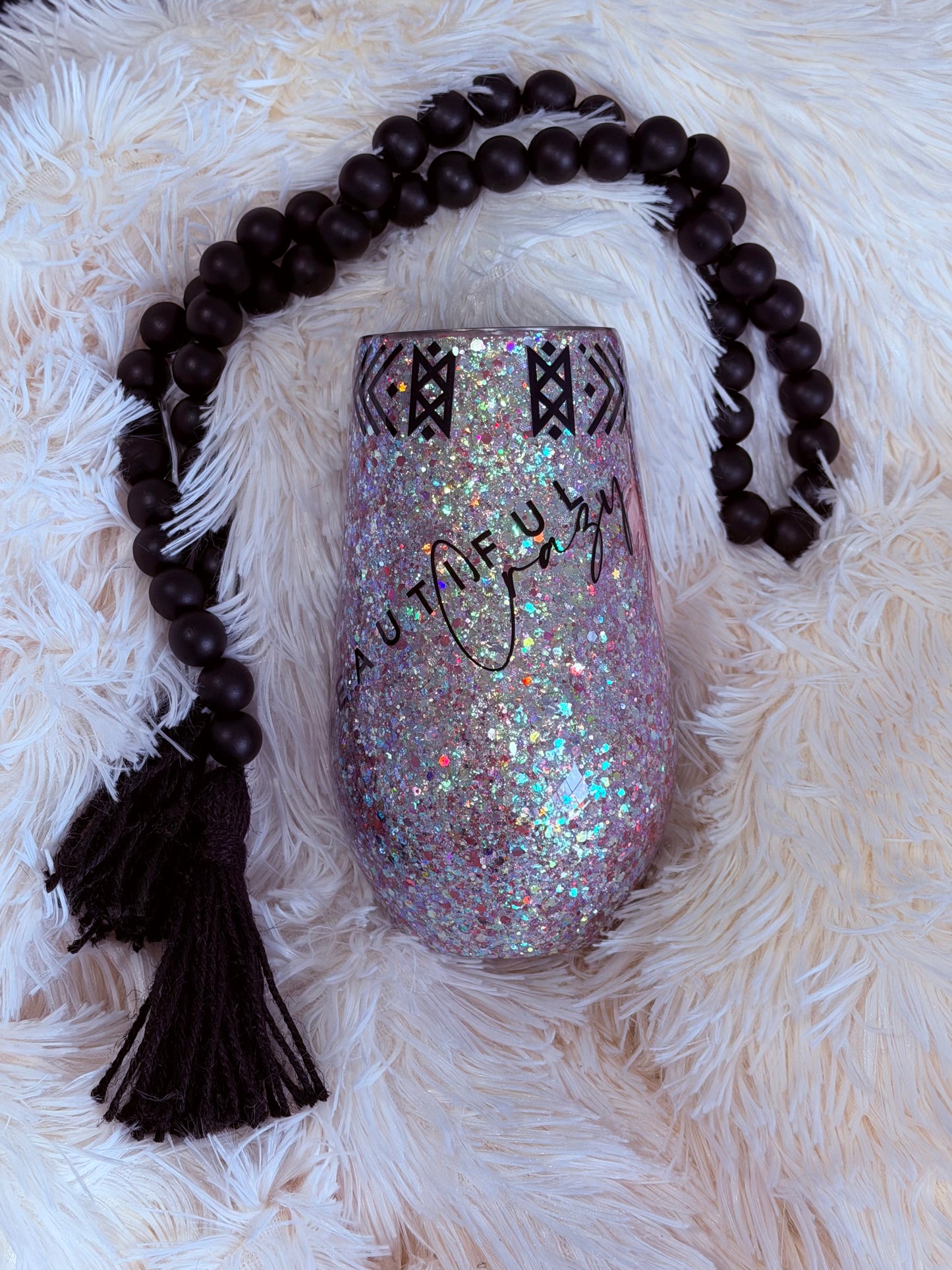 RTS {cMa Creation LIVE - Glitter Base Design} 17oz Wine Stainless Steel