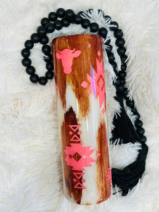 RTS {cMa Creation LIVE - Wood Grain Peek a Boo Design} 35oz Straight Duo