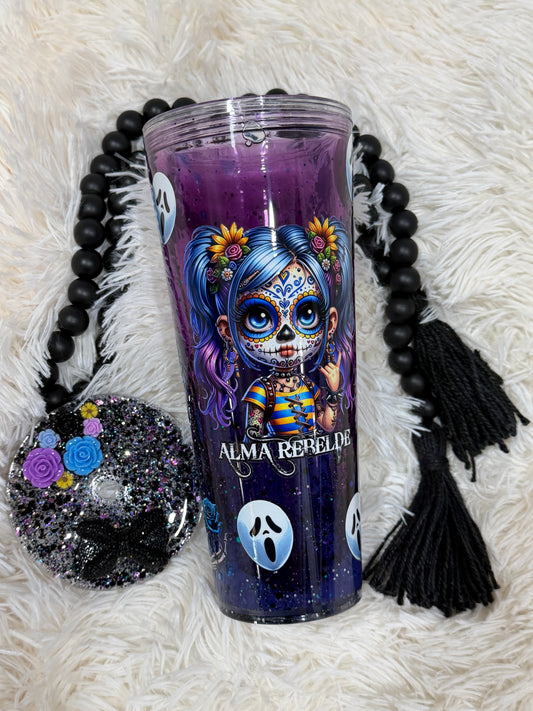 RTS {cMa Creation LIVE - Snow Globe} 24oz Acrylic Lava - Dia de Los Muertos design