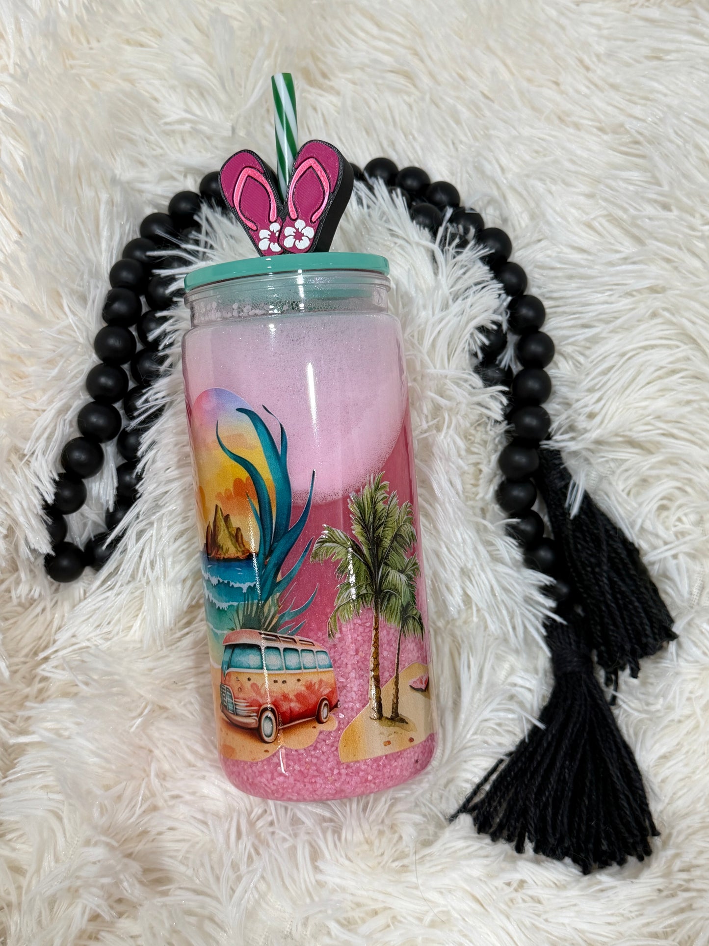RTS {cMa Creation LIVE - Snow Globe} 20oz Acrylic Sand - Beach design