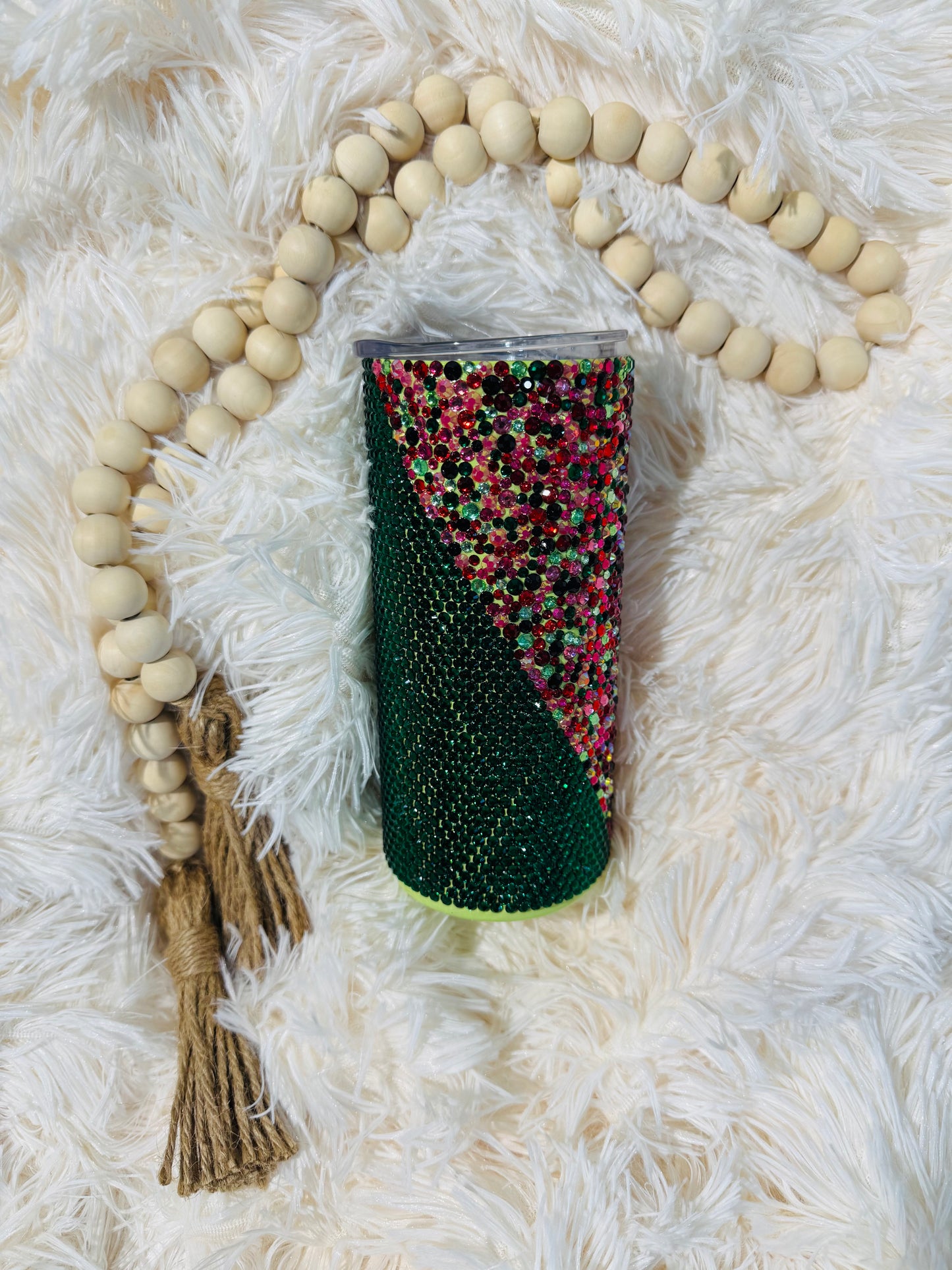 RTS {Watermelon - Scattercomb Resin Rhinestones} 15oz Tumbler