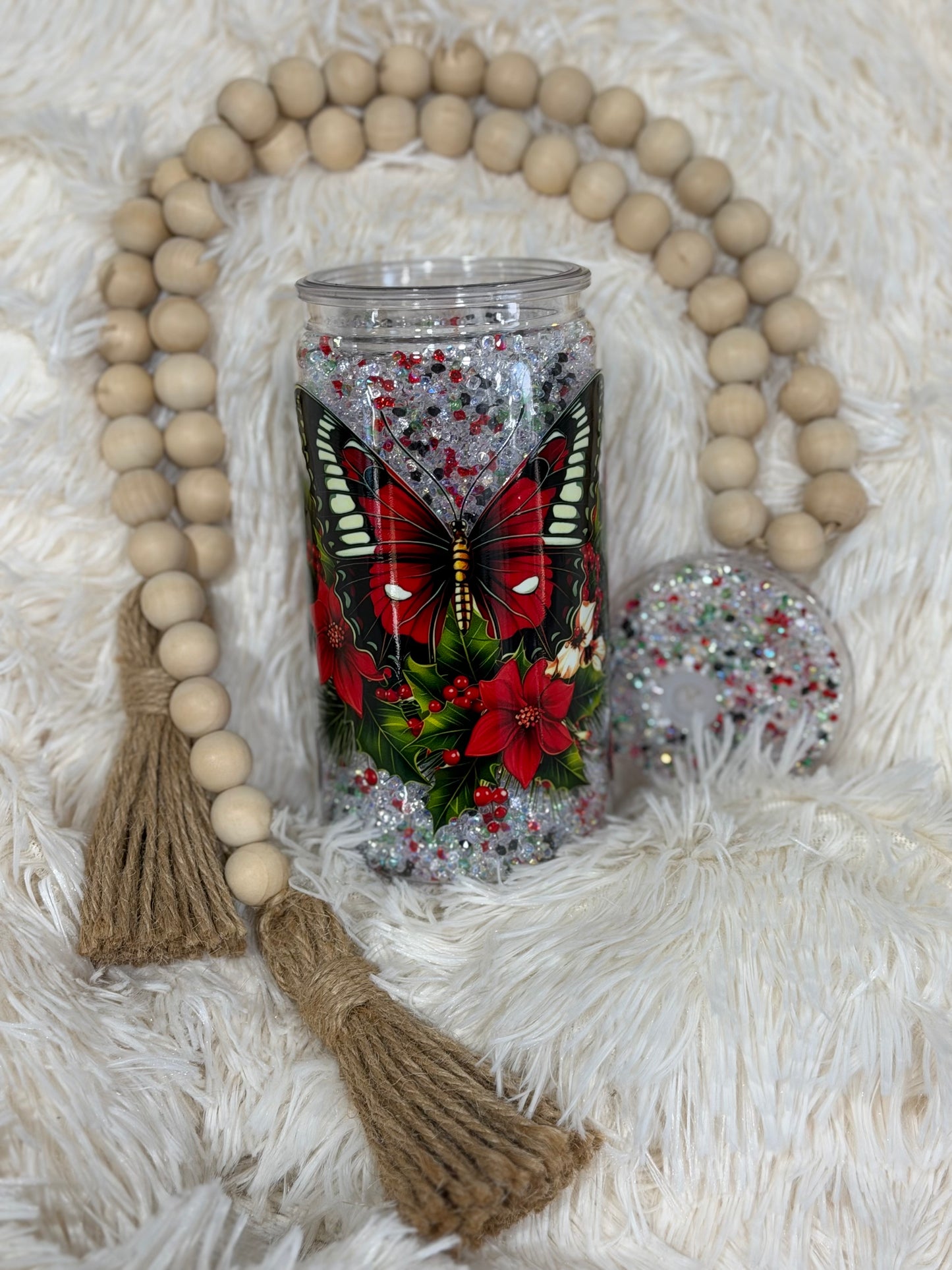 RTS {cMa Creation - Snow Globe} 16oz Acrylic Diamond - Christmas Butterfly